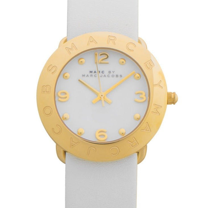 Marc Jacobs Amy White Dial White Leather Strap Watch for Women - MBM1150