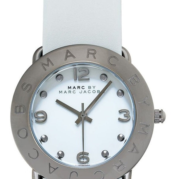 Marc Jacobs Blade White Dial White Leather Strap Watch for Women - MBM1223