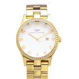 Marc Jacobs Henry Diamonds White Dial Gold Steel Strap Watch for Women - MBM3045