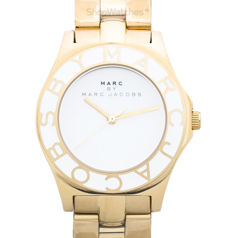 Marc Jacobs Blade White Dial Gold Steel Strap Watch for Women - MBM3050
