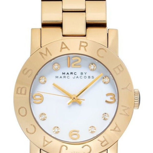 Marc Jacobs Amy White Dial Gold Steel Strap Watch for Women - MBM3056