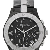 Marc Jacobs Blade Chronograph Black Dial Two Tone Steel Strap Watch for Women - MBM3179