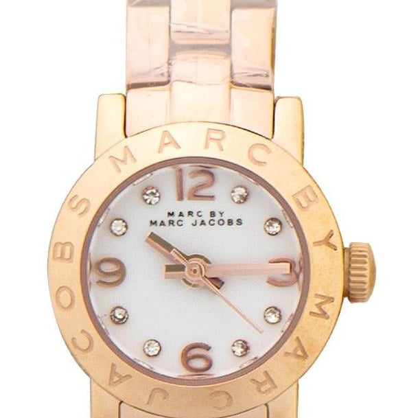 Marc Jacobs Amy White Dial Rose Gold Steel Strap Watch for Women - MBM3227