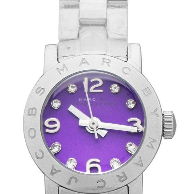 Marc Jacobs Amy Purple Dial Silver Steel Strap Watch for Women - MBM3228