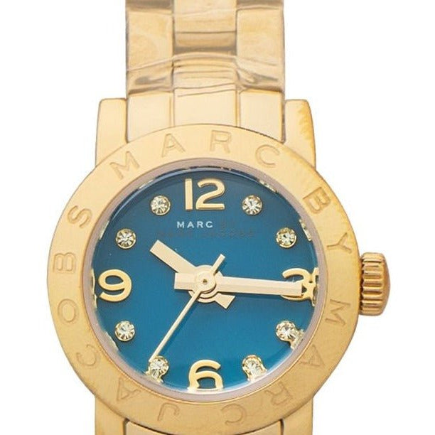 Marc Jacobs Amy Dinky Blue Dial Gold Steel Strap Watch for Women - MBM3229