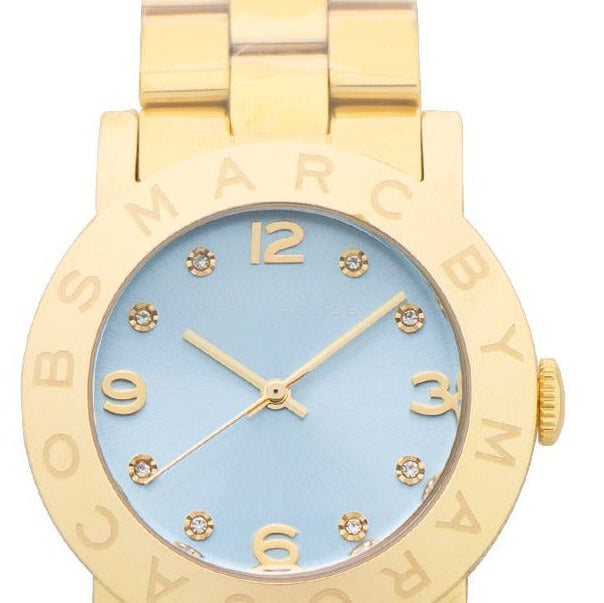 Marc Jacobs Amy Blue Dial Gold Steel Strap Watch for Women - MBM3301