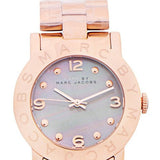 Marc Jacobs Amy Mother of Pearl Black Dial Rose Gold Steel Strap Watch for Women - MBM8610