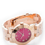 Marc Jacobs Amy Purple Dial Rose Gold Steel Strap Watch for Women - MBM8618