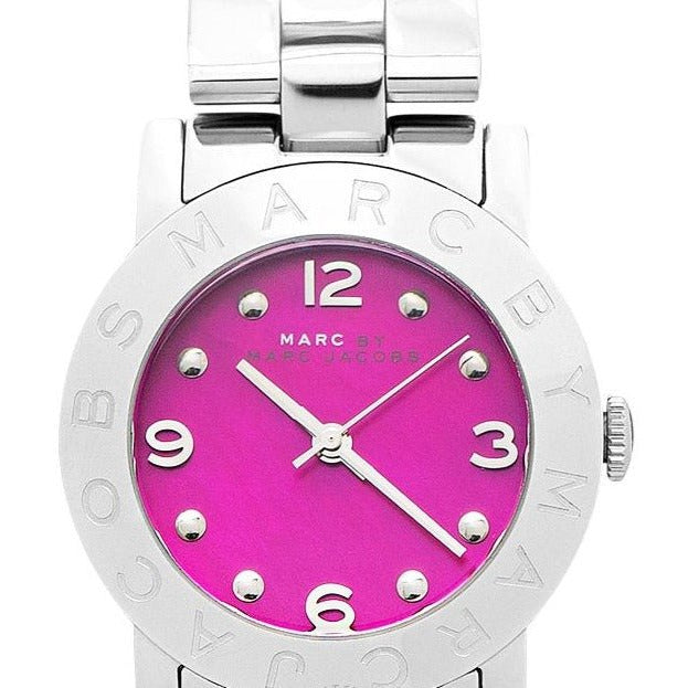 Marc Jacobs Amy Pink Dial Silver Steel Strap Watch for Women - MBM8623
