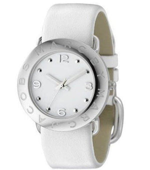 Marc Jacobs Amy White Dial White Leather Strap Watch for Women - MBM1136