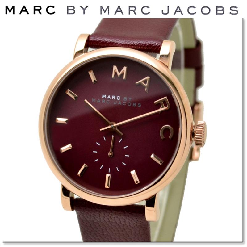 Marc Jacobs Baker Maroon Dial Maroon Leather Strap Watch for Women - MBM1267