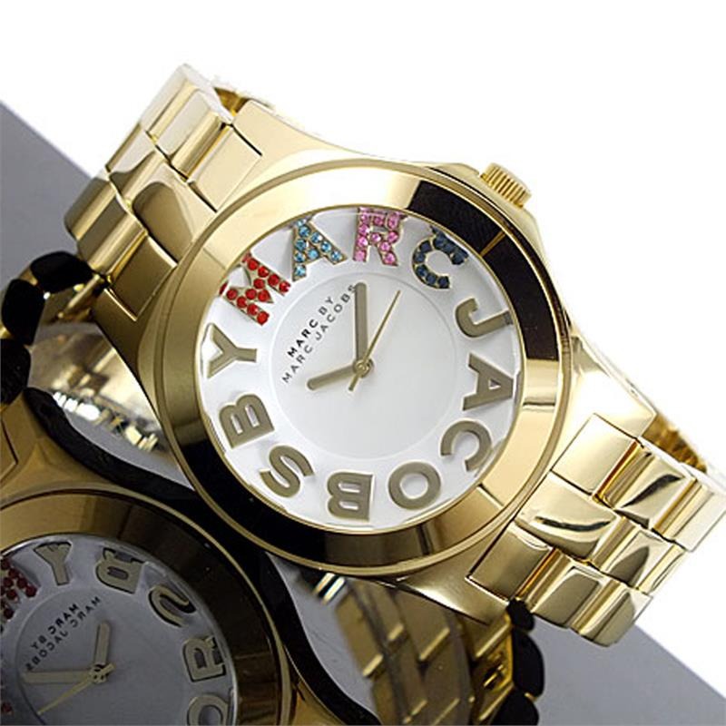 Marc Jacobs Rivera White Dial Gold Steel Strap Watch for Women - MBM3137