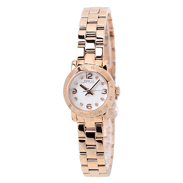 Marc Jacobs Amy White Dial Rose Gold Steel Strap Watch for Women - MBM3227