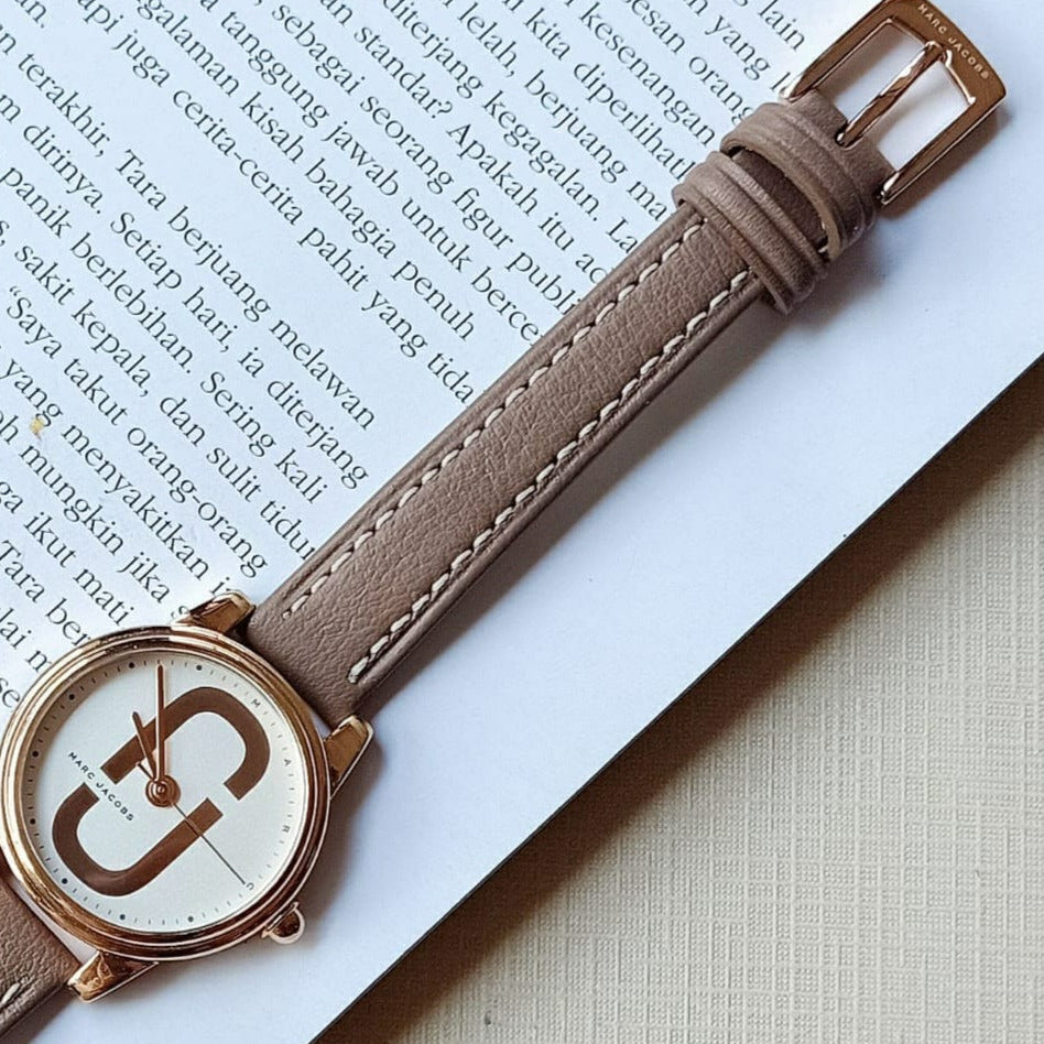 Marc Jacobs Corie White Dial Brown Leather Strap Watch for Women - MJ1581