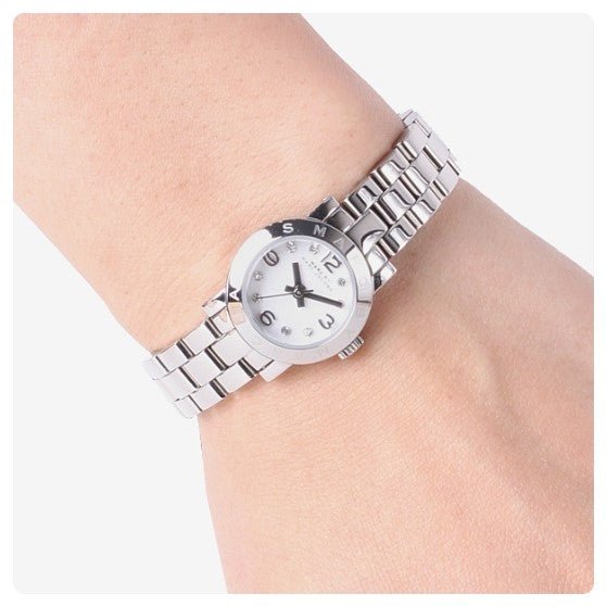 Marc Jacobs Amy Dinky White Dial Silver Steel Strap Watch for Women - MBM3225