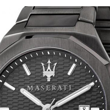Maserati Stile Quartz Black Dial Black Steel Strap Watch For Men - R8853142001
