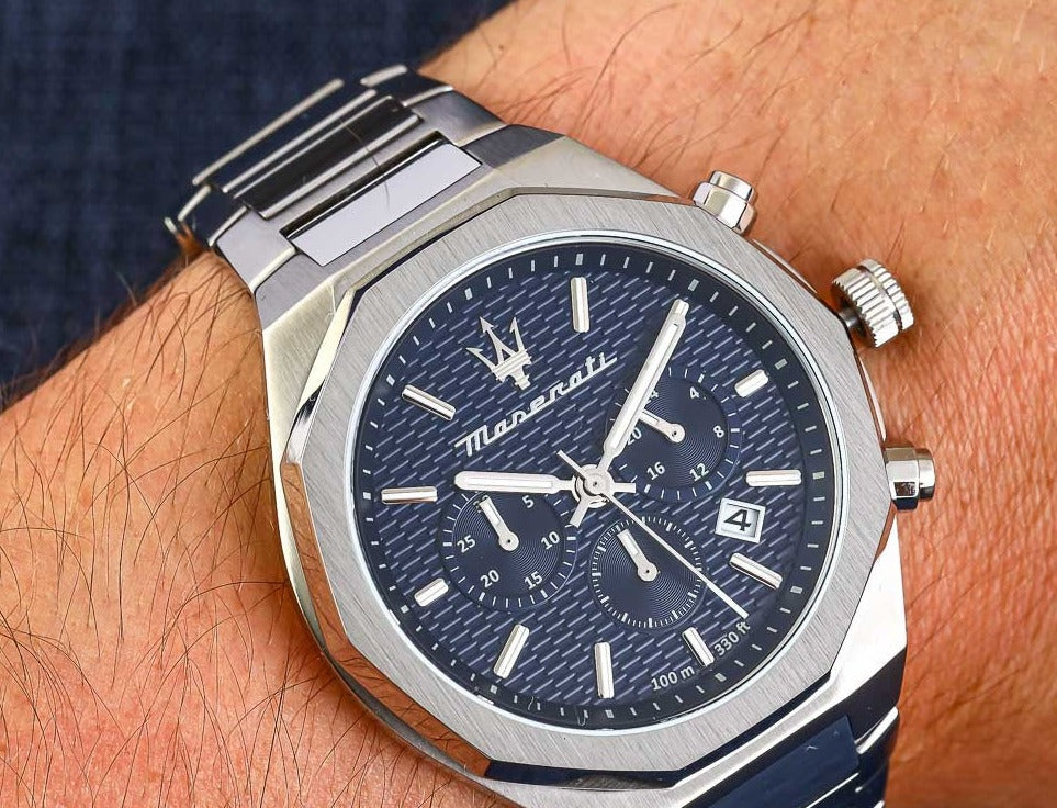 Maserati Stile Blue Dial Silver Steel Strap Watch For Men - R8873642006