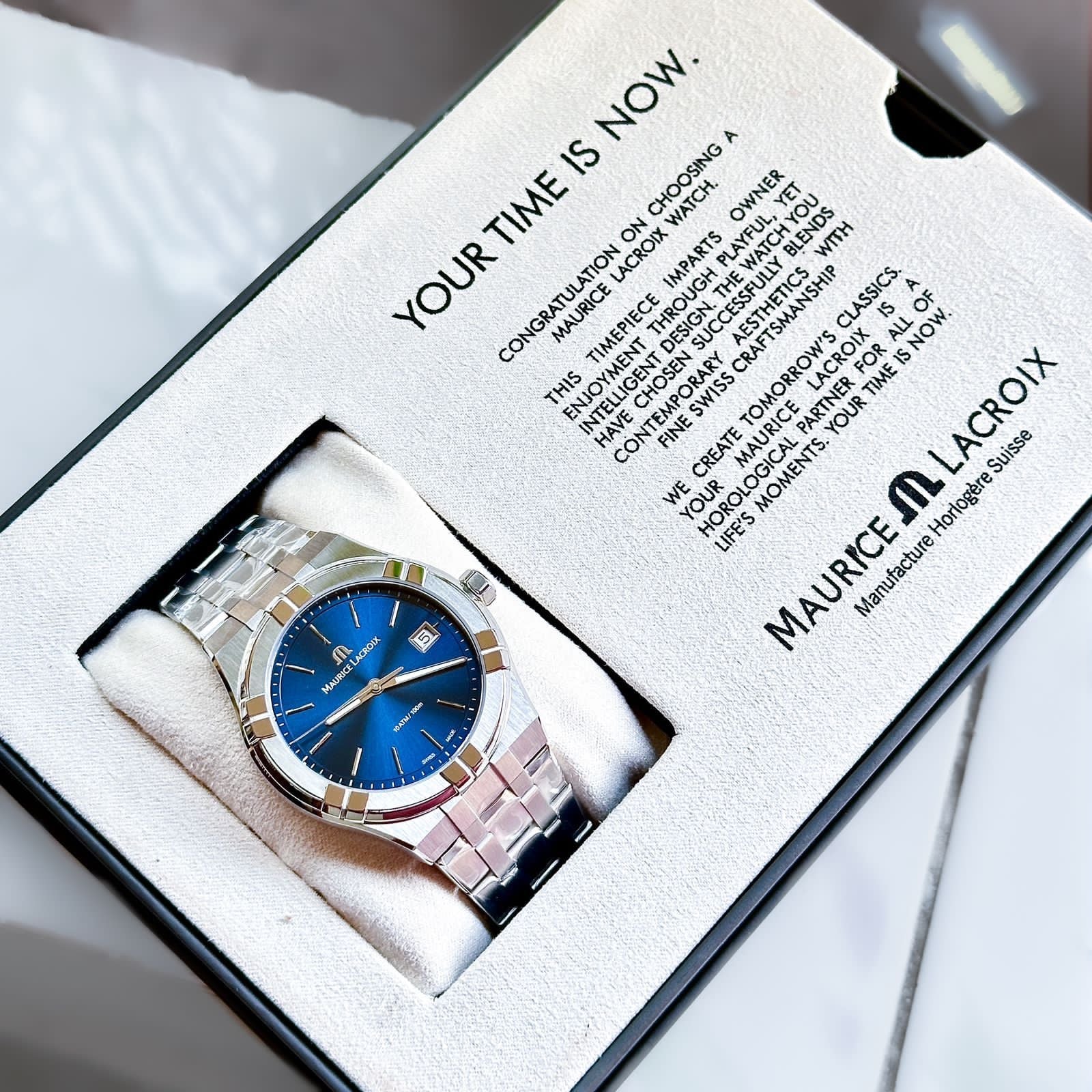 Maurice Lacroix Aikon Automatic Blue Dial Silver Steel Strap Watch For Men - AI6008-SS002-430-1