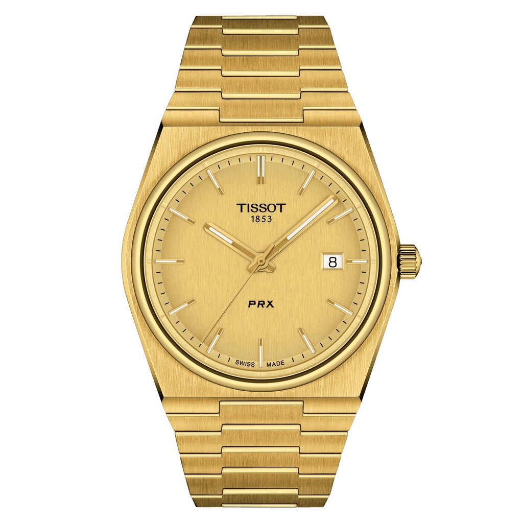 Tissot PRX Gold Dial Gold Steel Strap Watch for Men - T137.210.33.021.00