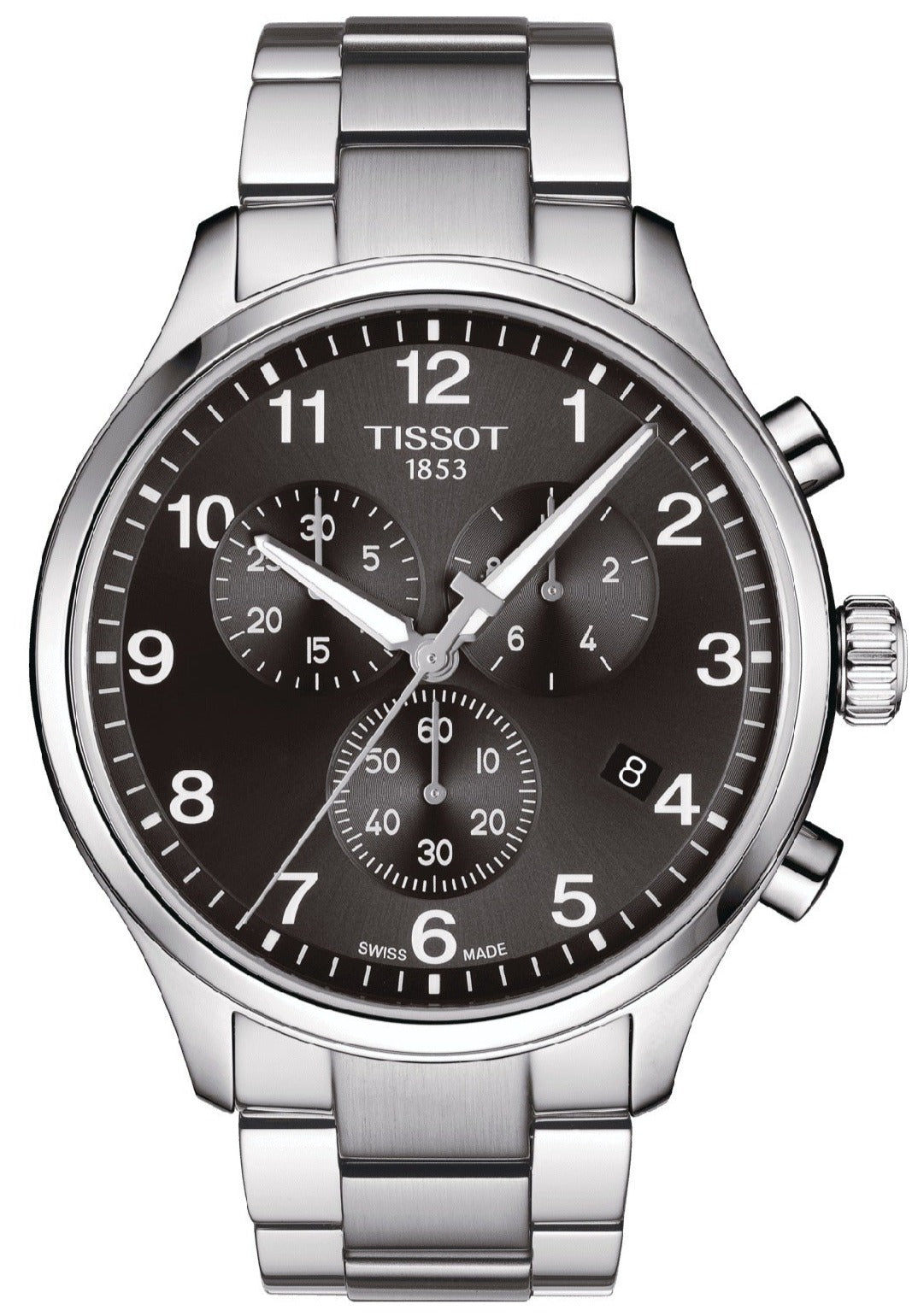Tissot T Classic Chrono XL Black Dial Silver Steel Strap Watch For Men - T116.617.11.057.01