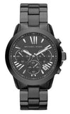 Michael Kors Bradshaw Chronograph Black Dial Black Steel Strap Watch For Women - MK6303