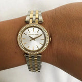 Michael Kors Darci White Dial Two Tone Steel Strap Watch for Women - MK3323
