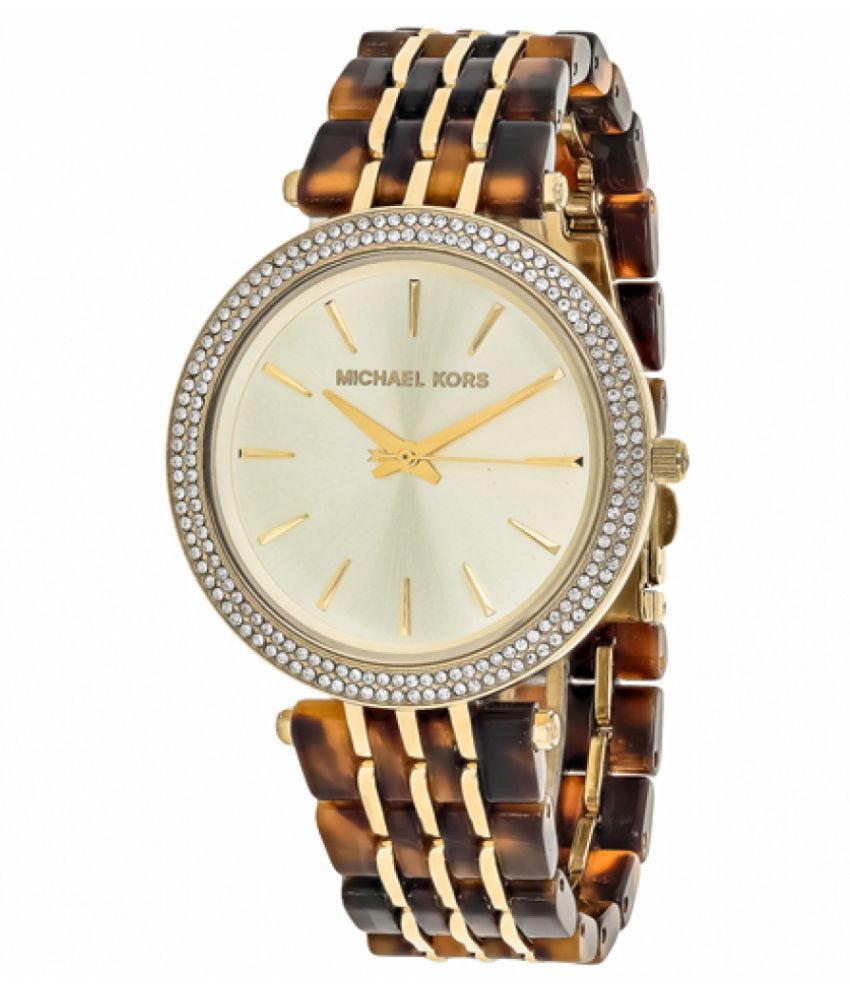 Michael Kors Darci Gold Dial Brown Two Tone Steel Strap Watch for Women - MK4326