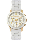 Michael Kors Runway Chronograph White Dial White Steel Strap Watch for Women - MK5145