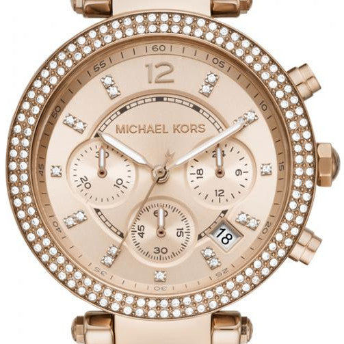 Michael Kors Parker Chronograph Rose Gold Dial Two Tone Steel Strap Watch For Women - MK6832