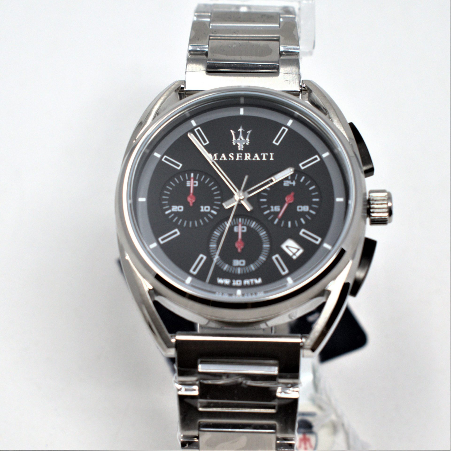 Maserati Trimarano Chronograph Black Dial Silver Stainless Steel Strap Watch For Men - R8873632003