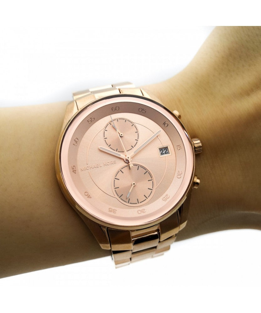 Michael Kors Briar Quartz Rose Gold Dial Rose Gold Steel Strap Watch For Women - MK6465