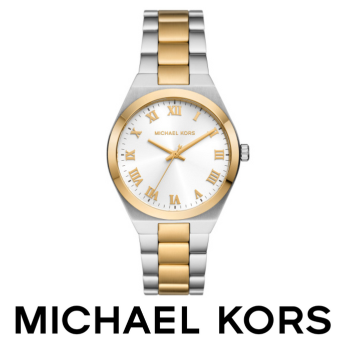 Michael Kors Lennox Three-Hand White Dial Two Tone Steel Strap Watch for Women - MK7464