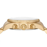 Michael Kors Lexington Chronograph Blue Dial Gold Steel Strap Watch For Women - MK7216