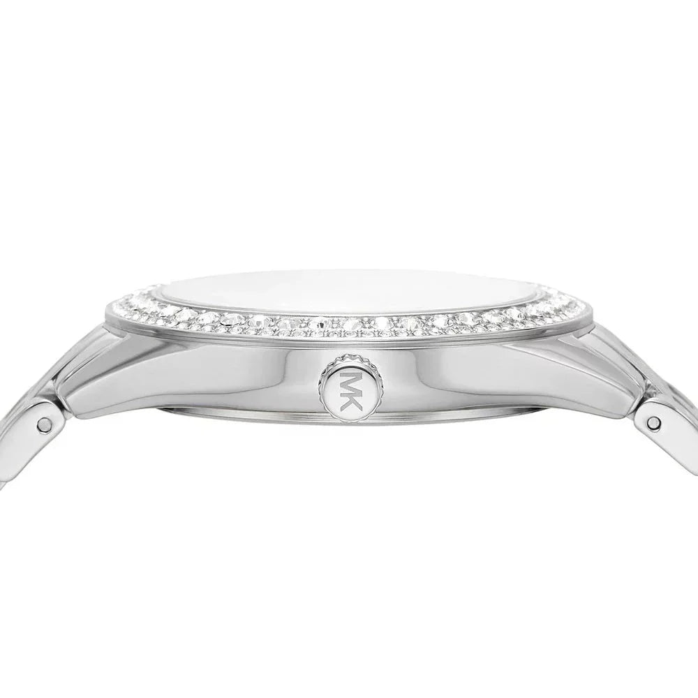 Michael Kors Harlowe Three-Hand Quartz Silver Dial Silver Steel Strap Watch For Women - MK4708