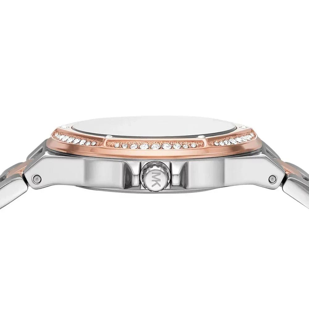 Michael Kors Lennox Three Hand Quartz Silver Dial Two Tone Steel Strap Watch For Women - MK6989