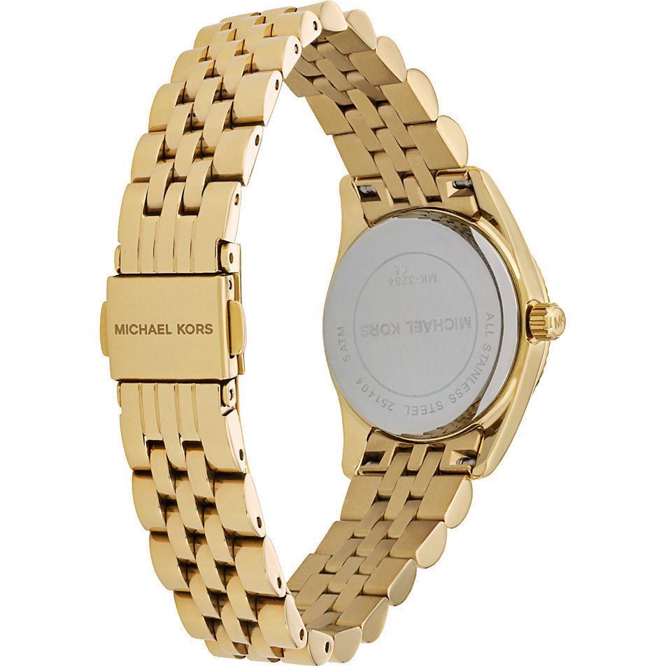 Michael Kors Lexington Quartz Pink Dial Gold Steel Strap Watch For Women - MK3270
