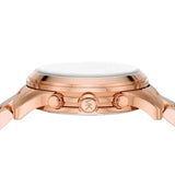 Michael Kors Runway Chronograph Pink Dial Rose Gold Steel Strap Watch For Women - MK7352