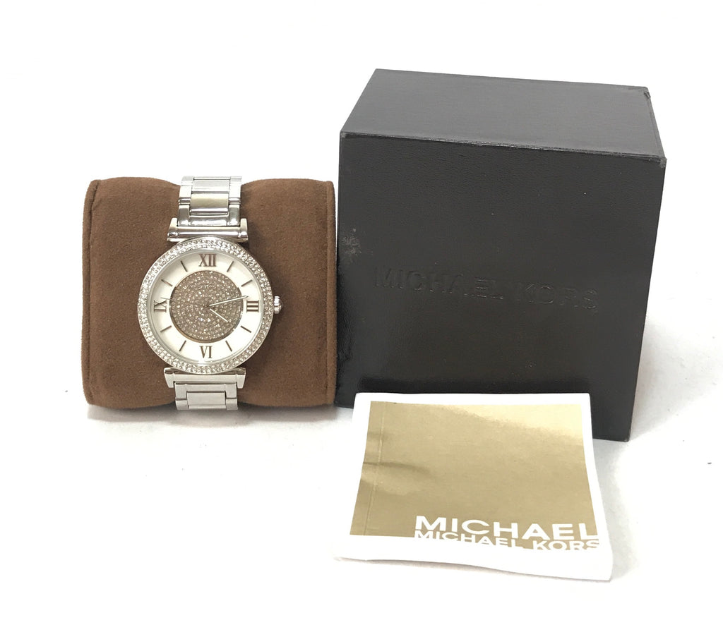 Michael Kors Catlin Silver Dial Silver Steel Strap Watch for Women - MK3355
