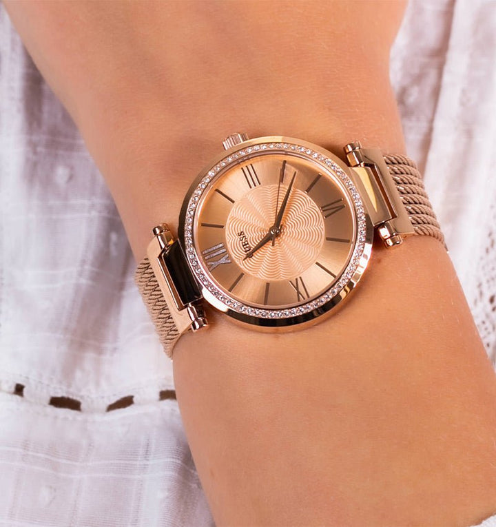 Guess Soho Rose Gold Dial Stainless Steel Watch For Women - W0638L4