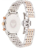Emporio Armani Zeta Chronograph Quartz White Dial Two Tone Steel Strap Watch For Men - AR1998
