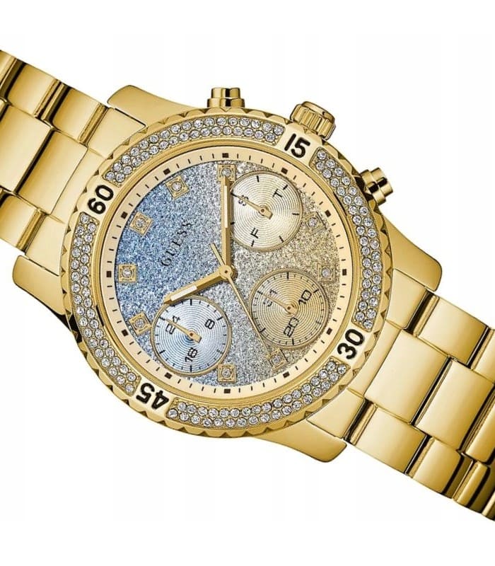 Guess Confetti Diamonds Gold Dial Gold Steel Strap Watch for Women - W0774L2