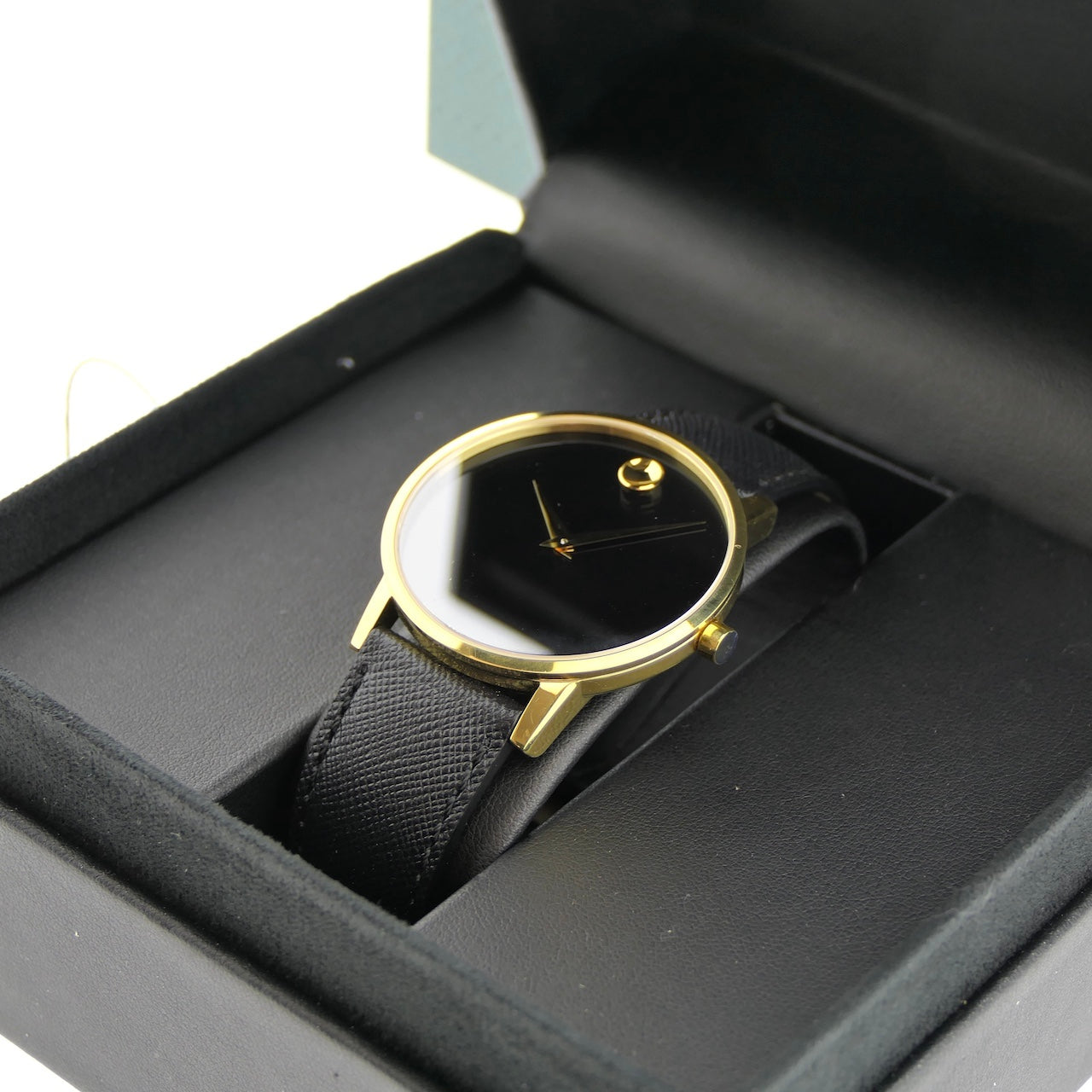Movado Museum Classic Quartz Black Dial Black Leather Strap Watch for Men - 0607195