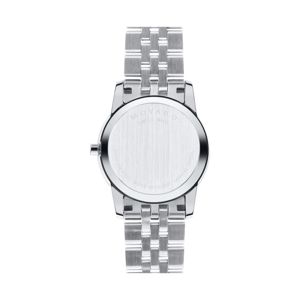 Movado Museum Classic Black Dial Silver Steel Strap Watch For Women - 0606505