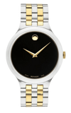 Movado Veturi Quartz Black Dial Two Tone Steel Strap Watch for Men - 0606932