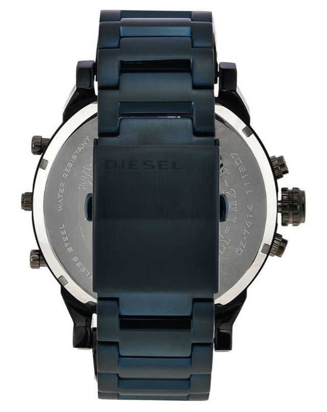 Diesel Daddy 2.0 Chronograph Grey Dial Blue Steel Strap Watch For Men - DZ7414