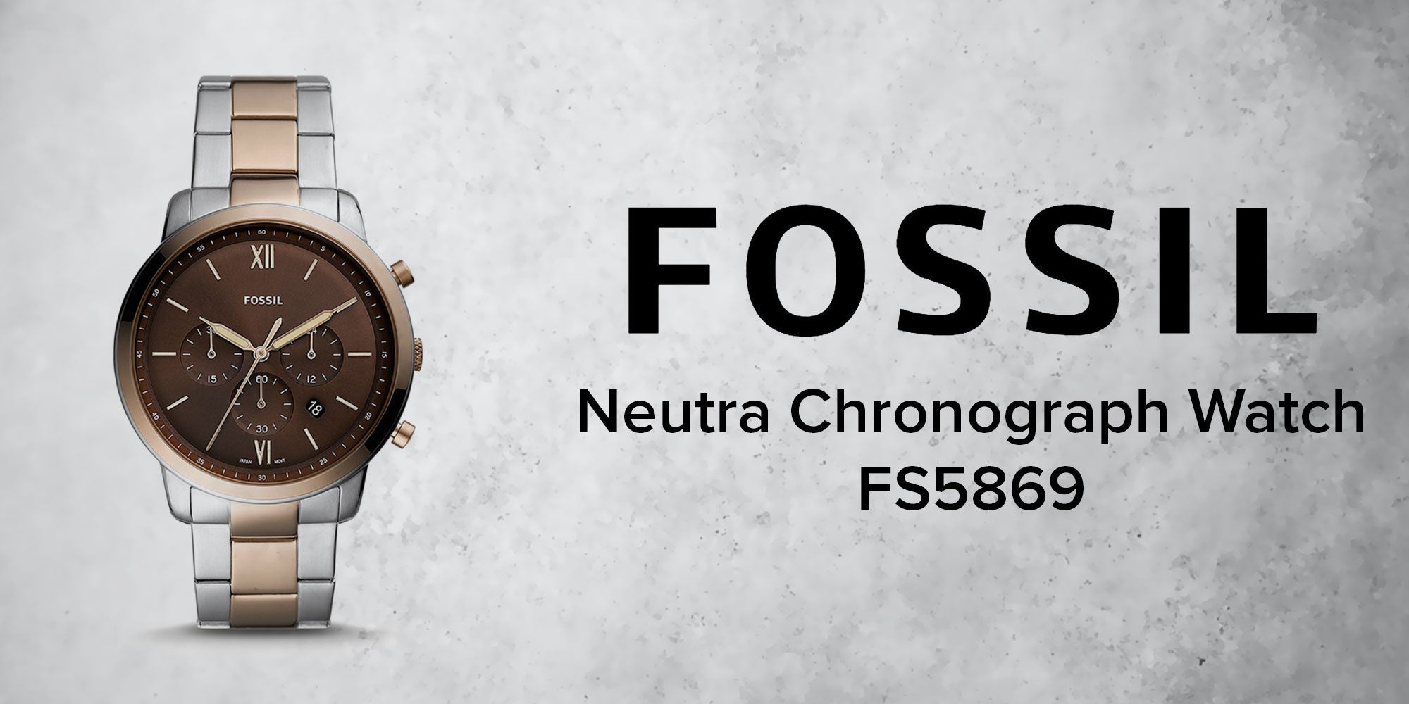 Fossil Neutra Chronograph Brown Dial Two Tone Steel Strap Watch for Men - FS5869