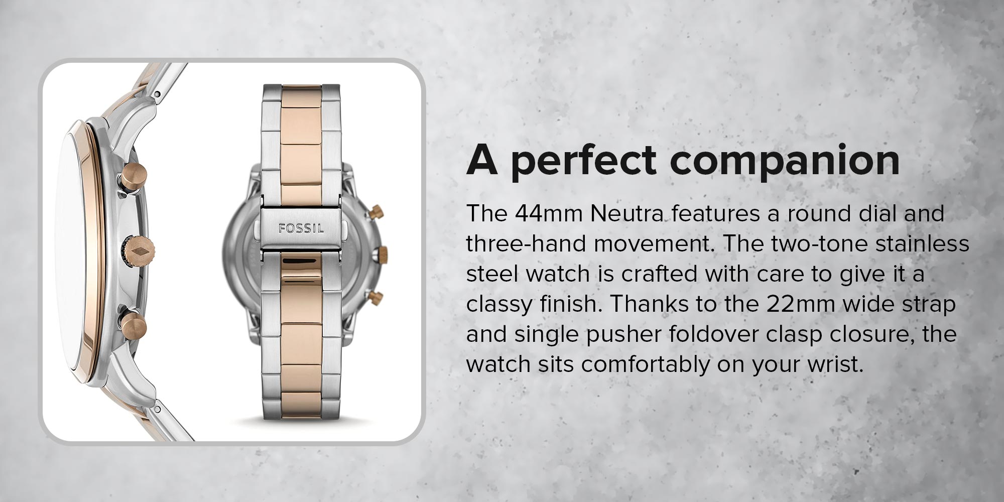 Fossil Neutra Chronograph Brown Dial Two Tone Steel Strap Watch for Men - FS5869