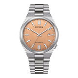 Citizen Tsuyosa Automatic Salmon Orange Dial Silver Steel Strap Watch For Men - NJ0159-86Z