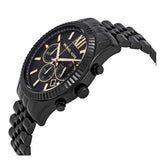 Michael Kors Lexington Chronograph Black Dial Black Steel Strap Watch for Men - MK8603