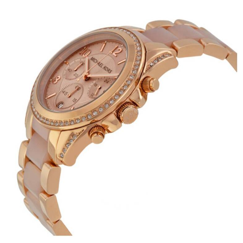 Michael Kors Blair Chronograph Rose Gold Dial Two Tone Steel Strap Watch for Women - MK5943